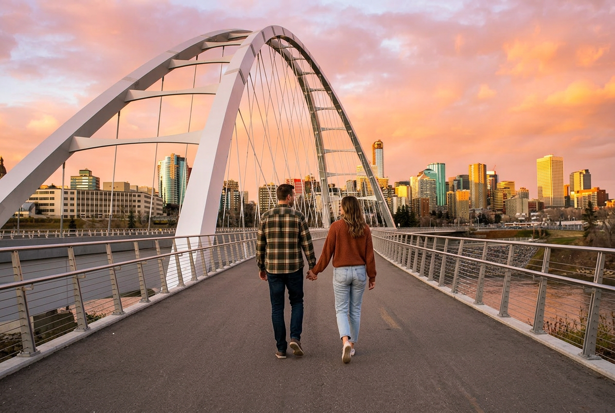 Walterdale Bridge and downtown Edmonton skyline